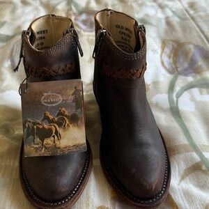 Old West Kids Brown Leather Boots for girls